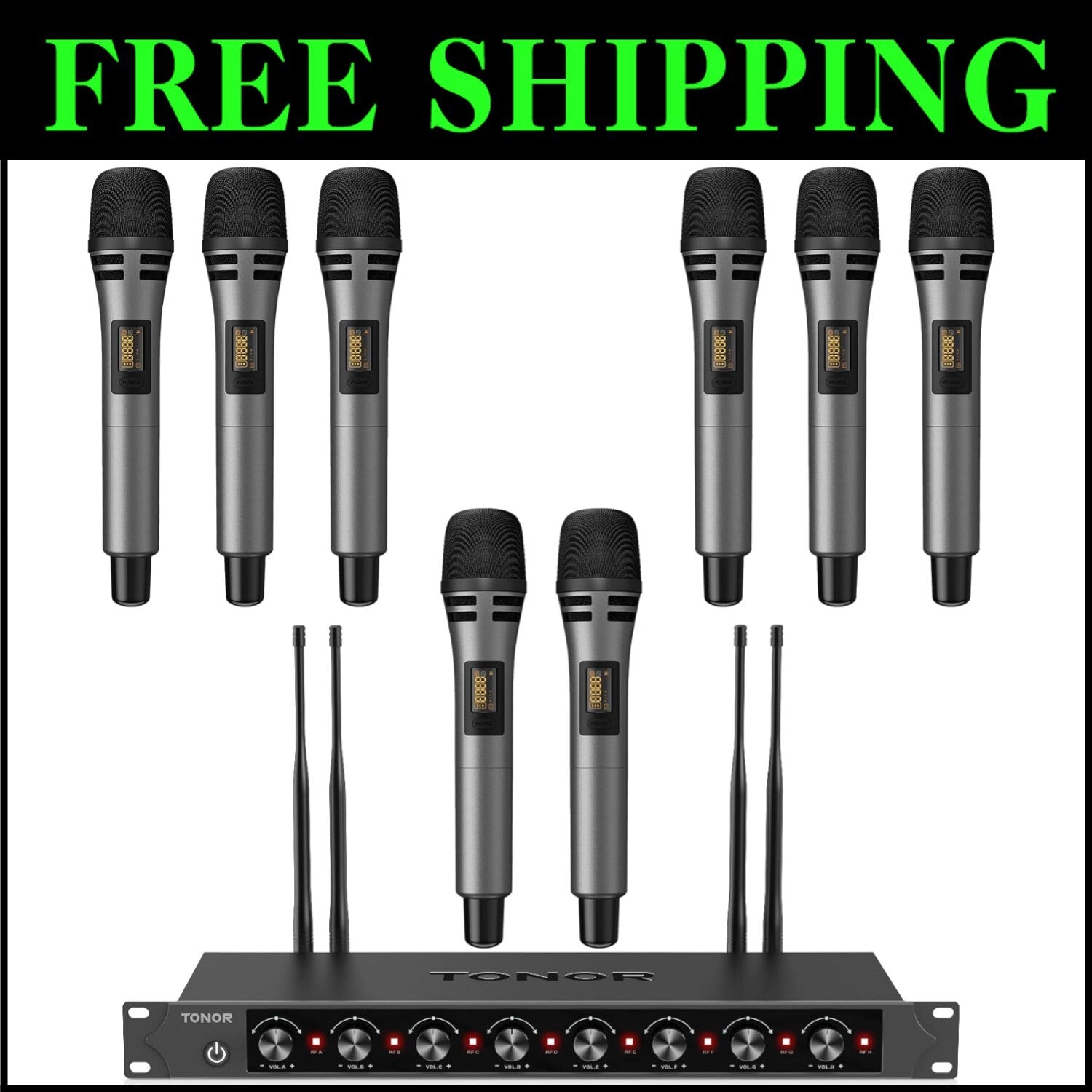 Professional Wireless Microphone System, 8x12 Channel UHF - Perfect for Events