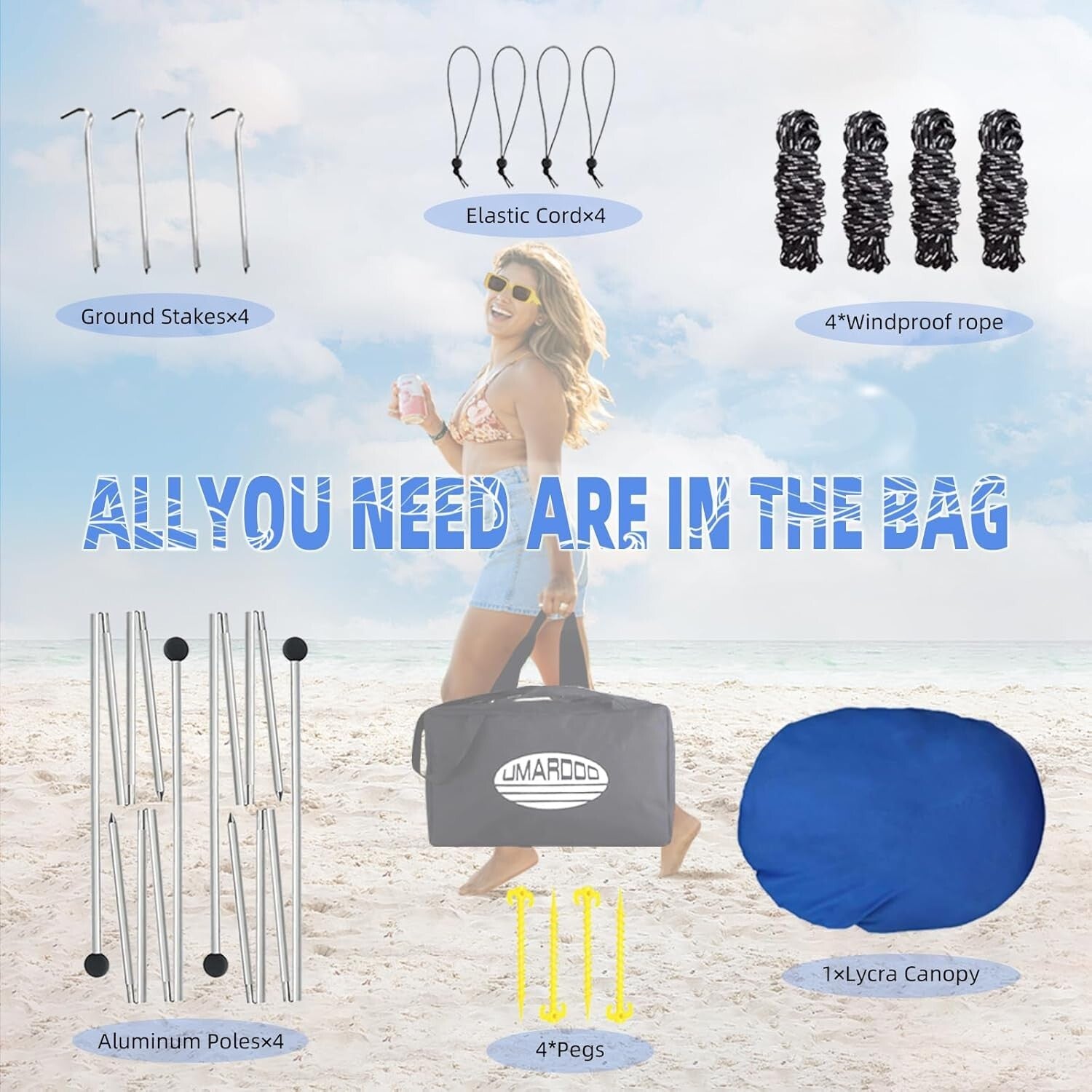 10×10FT Portable Beach Tent with UPF 50+ Sun Protection - Family Outdoor Shelter