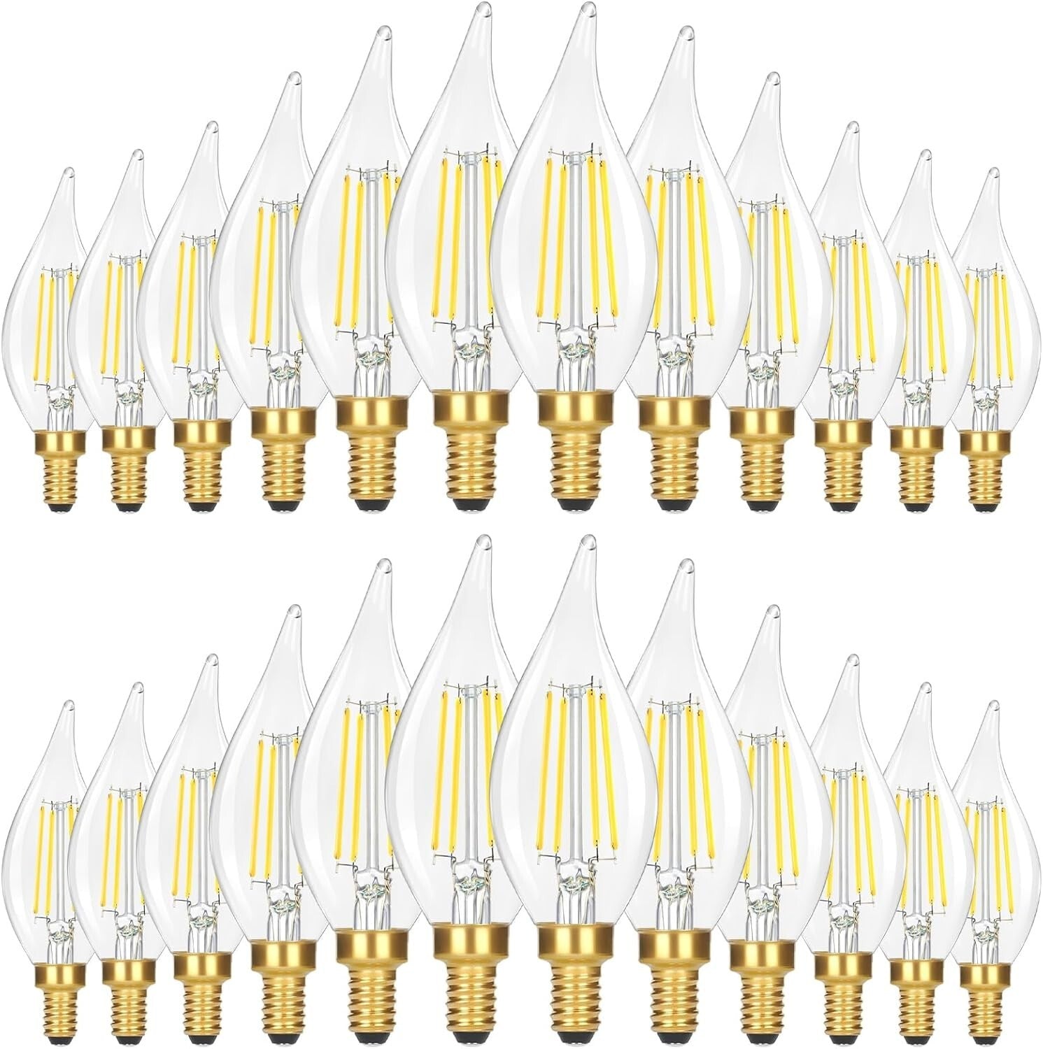 E12 LED Chandelier Light Bulbs Pack of 24 - 460 Lumens Dimmable Elegance