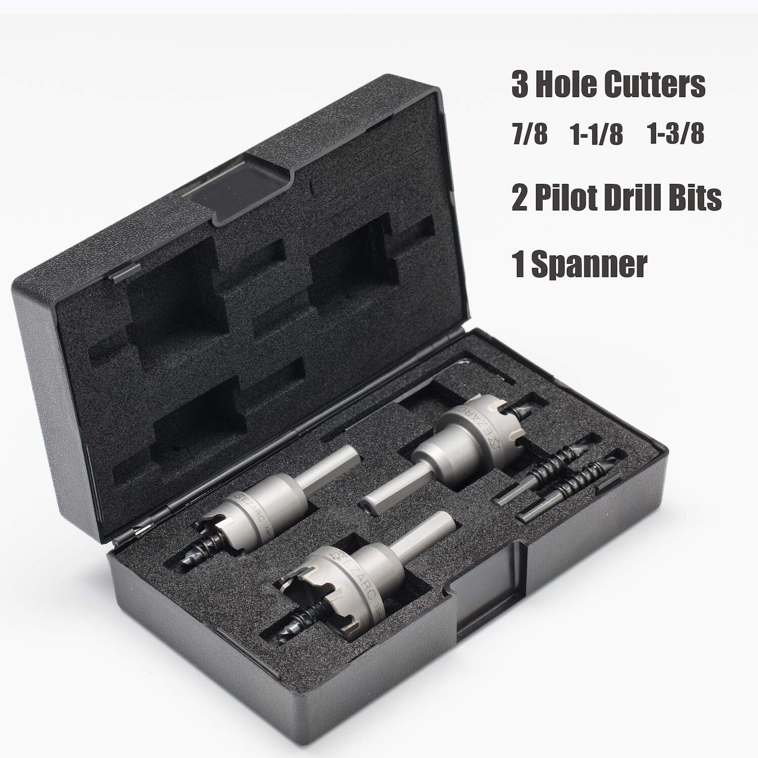 3-Piece Carbide Hole Saw Kit for Precision Metal Drilling - Includes Pilot Bits