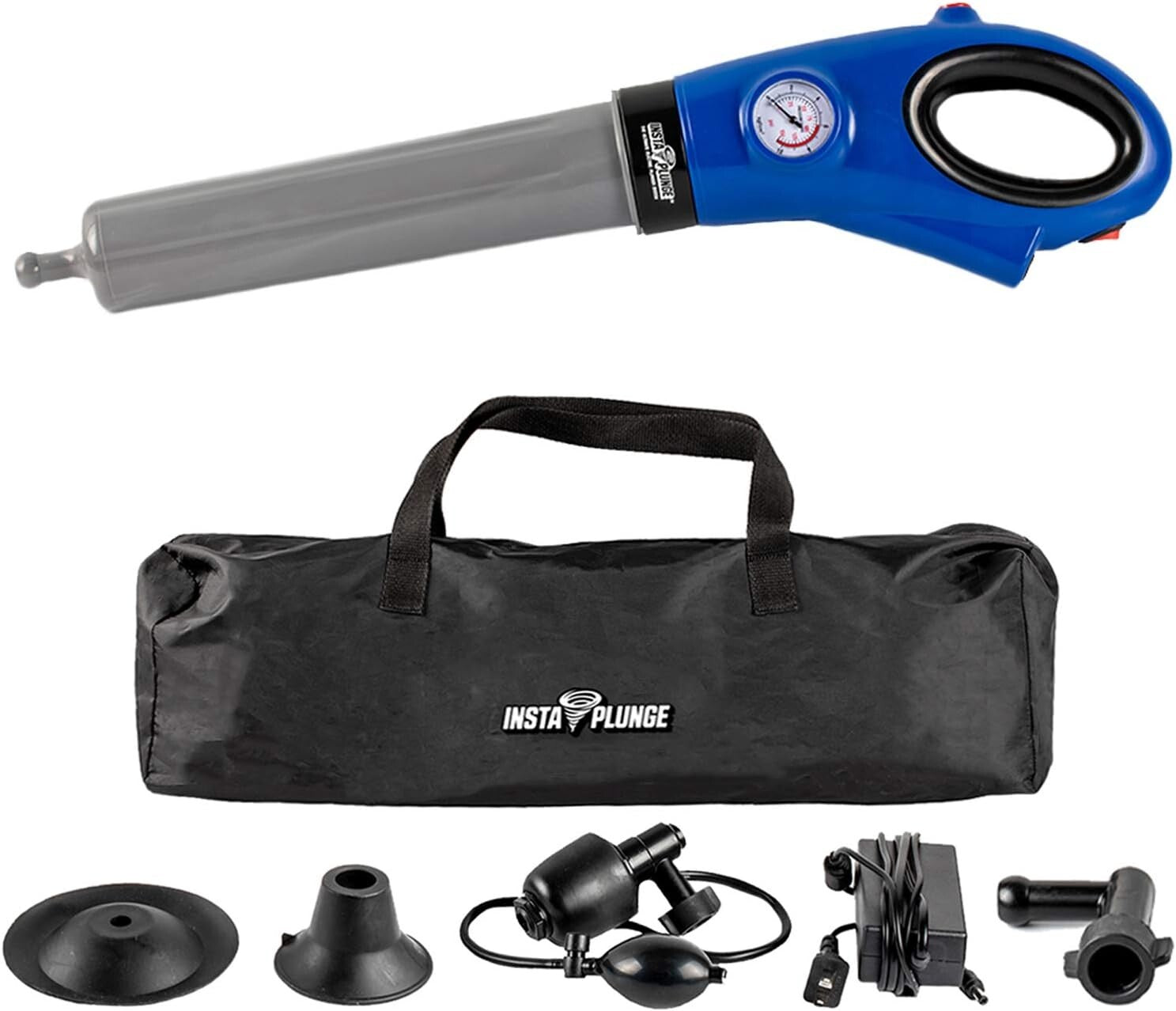 Electric Drain & Toilet Unclogger - Multi-Head InstaPlunge System for Home Use