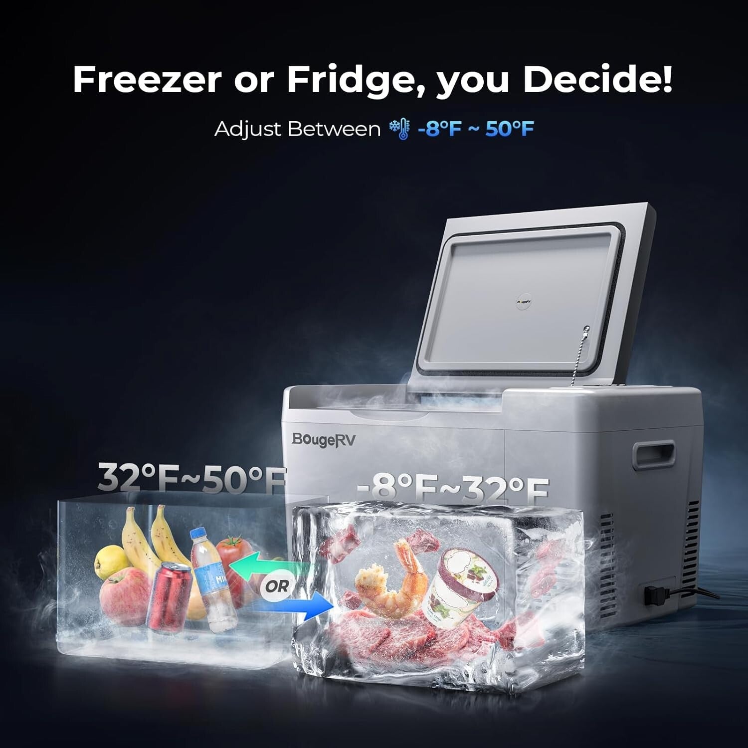 Lightweight 12/24V Portable Freezer with Memory Feature - Ideal for Tailgating