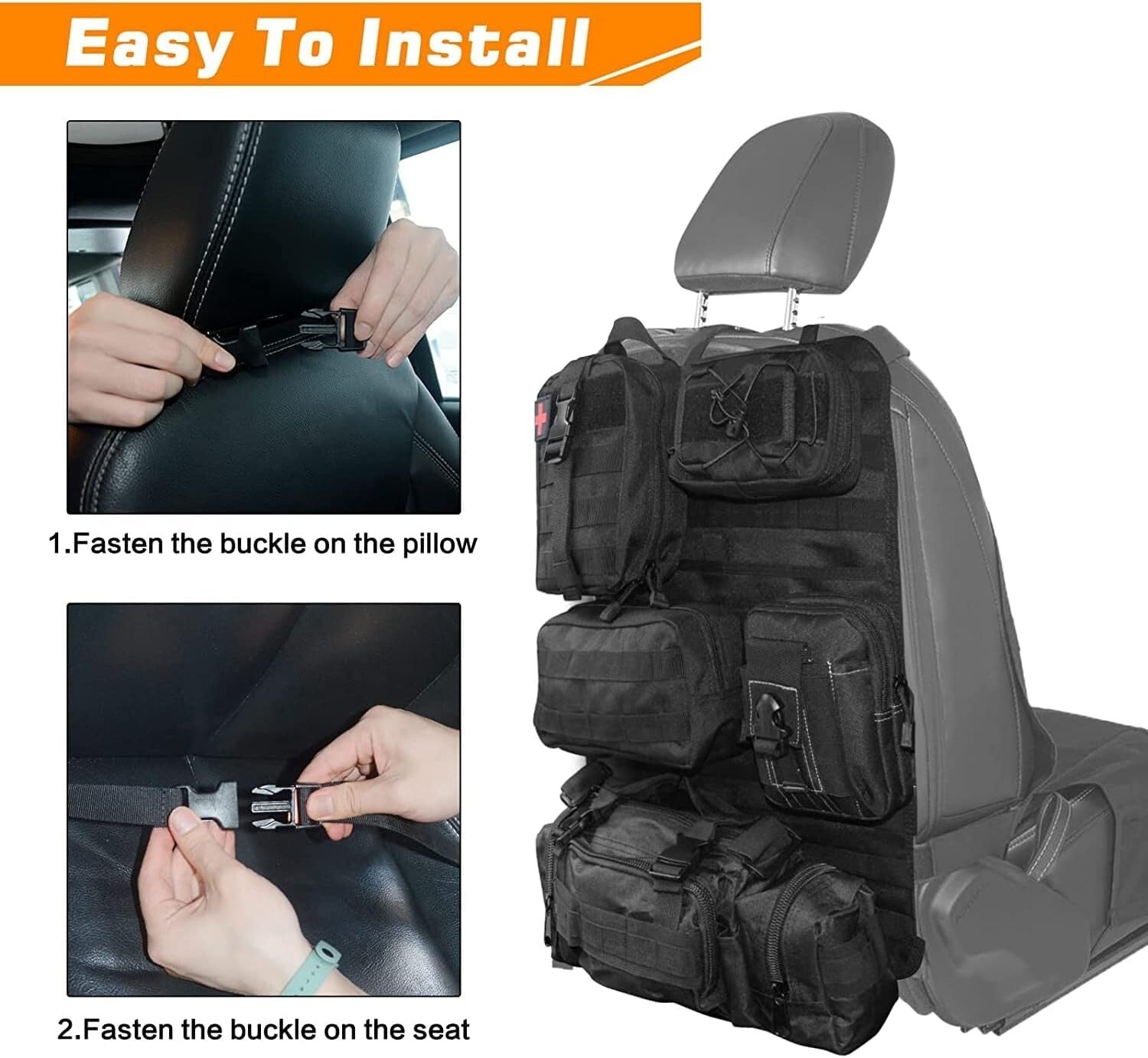 Durable Universal Front Seat Back Molle Storage Bag - Perfect for All Vehicles