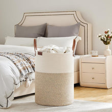 Load image into Gallery viewer, Durable 100L Laundry Hamper with Leather Handle - Portable Woven Storage Basket