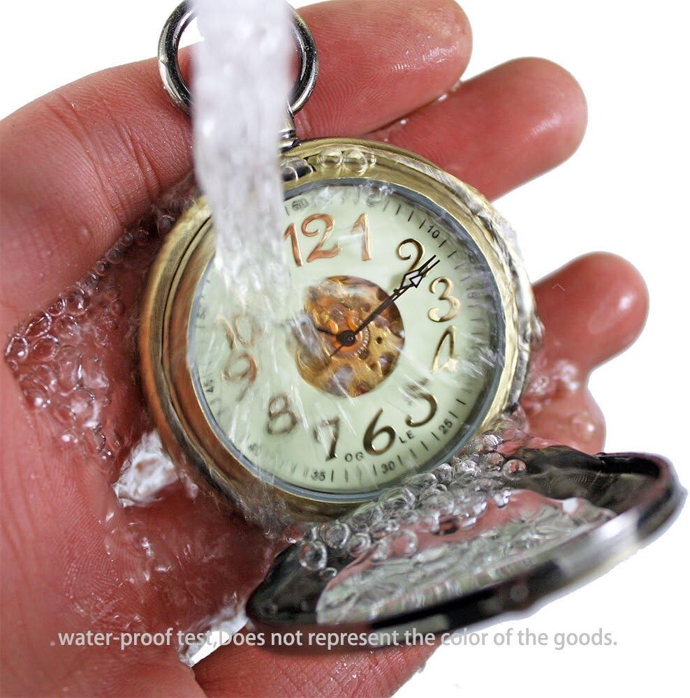 Elegant Silver Pocket Watch - Waterproof, Self-Winding & Luminous Dial - 48mm