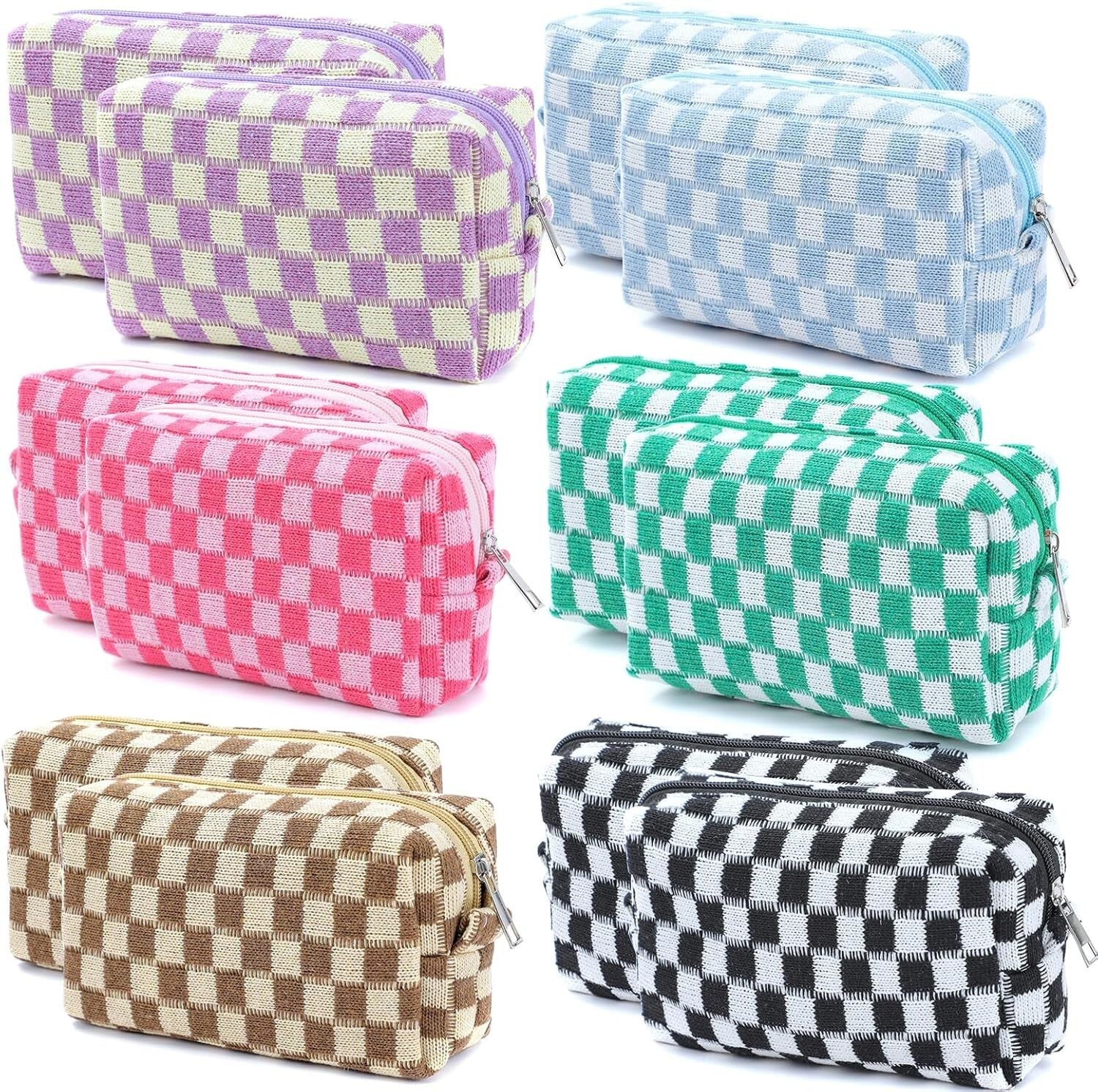 Fashionable Checkered Cosmetic Bags - Multi-Color Large Capacity Travel Set