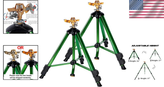 Effortless 360° Lawn Irrigation with Heavy-Duty Brass Tripod Sprinklers - 2 Pack