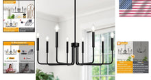 Load image into Gallery viewer, Elegant 8-Light Black Chandelier - Ideal for Foyer, Entryway, and Dining Areas