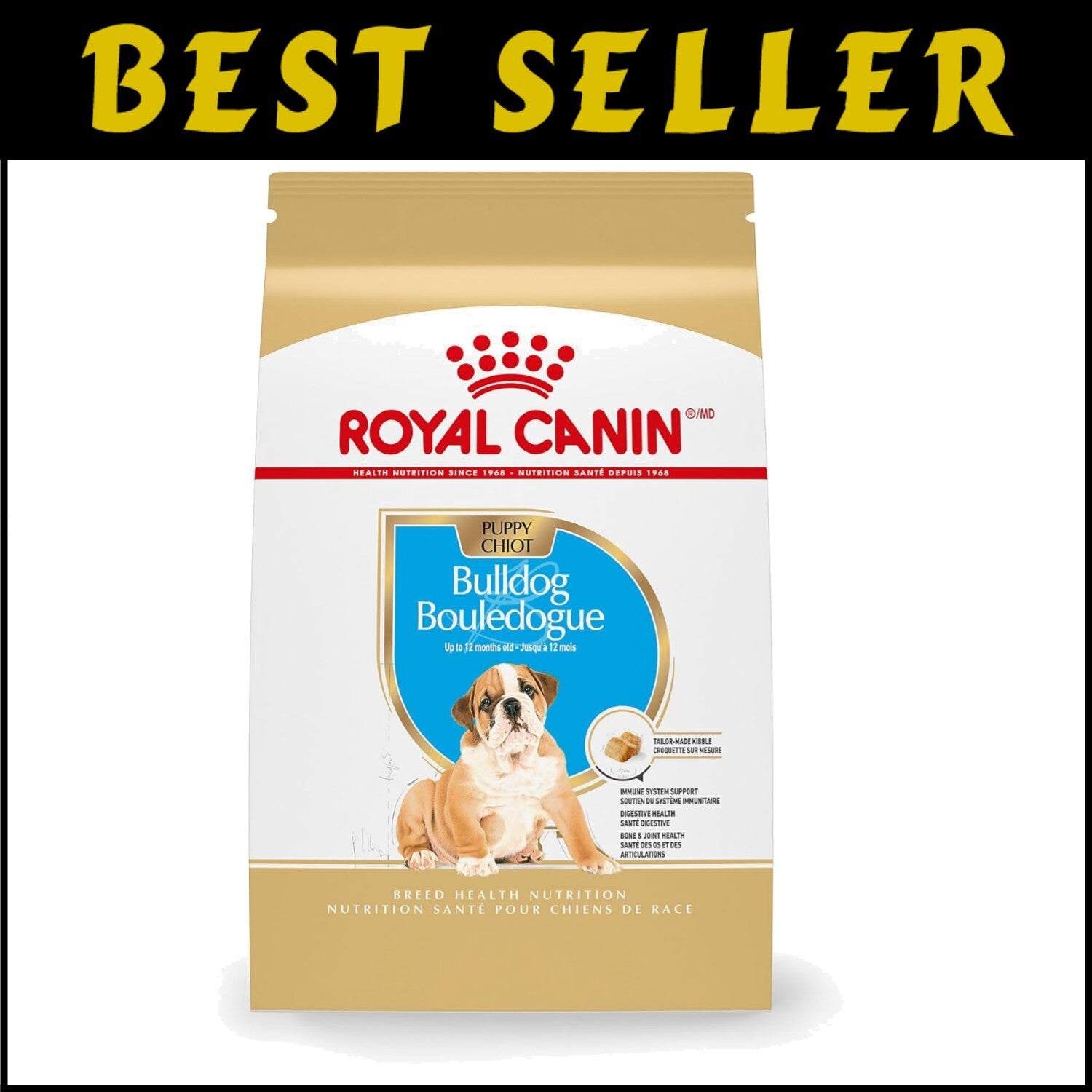 Bulldog Puppy Dry Dog Food - Specialized Nutrition for Purebred Bulldogs, 30 lb