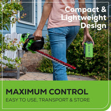 Load image into Gallery viewer, Lightweight 40V Cordless Hedge Trimmer - 24" Stainless Steel Blades Included