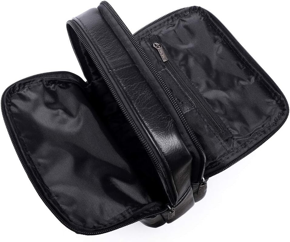 Compact Leather Messenger Bag with Multiple Pockets - Ideal for Travel & Work