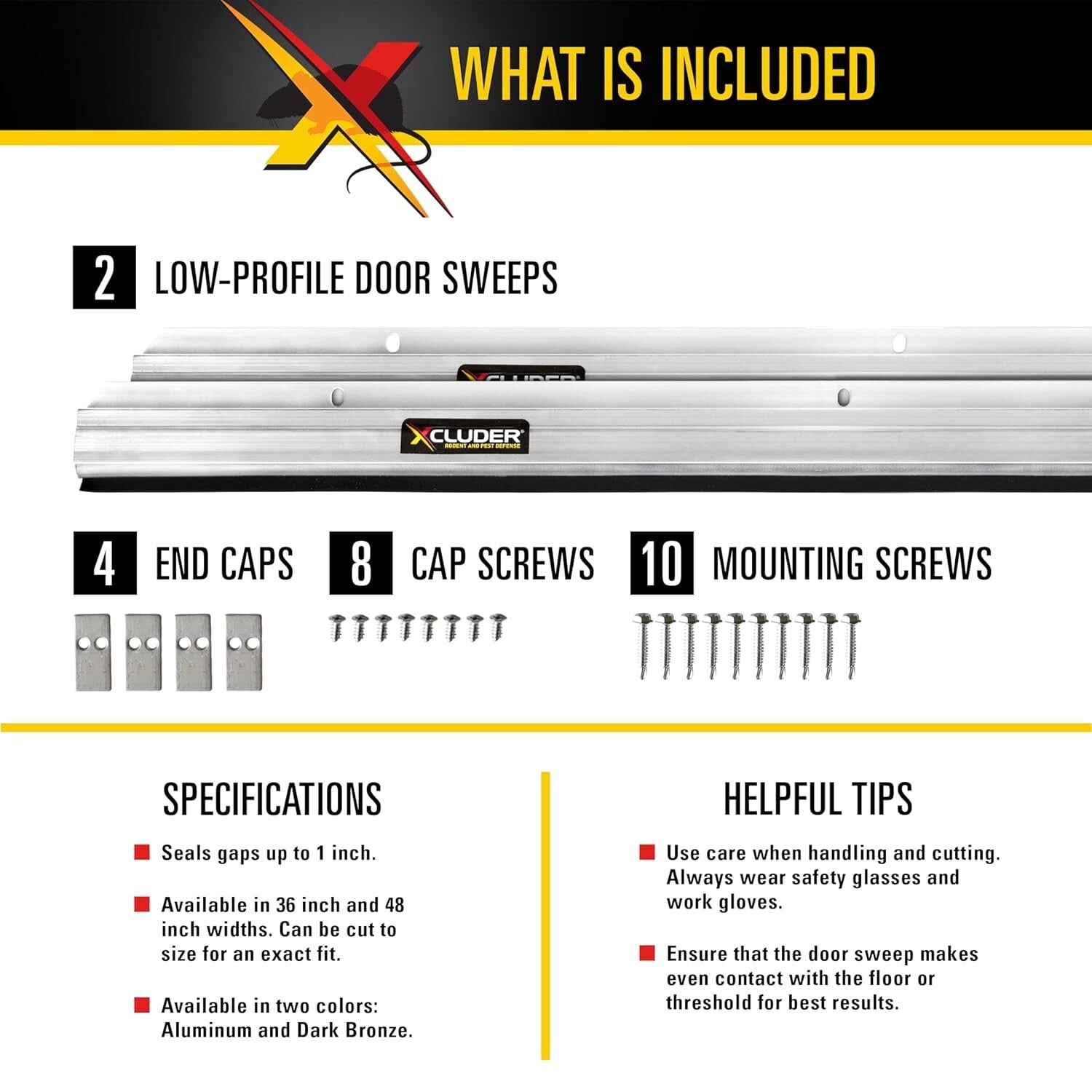 Durable 36-Inch Rodent Proof Door Sweep with Weather Seal - Aluminum Pair