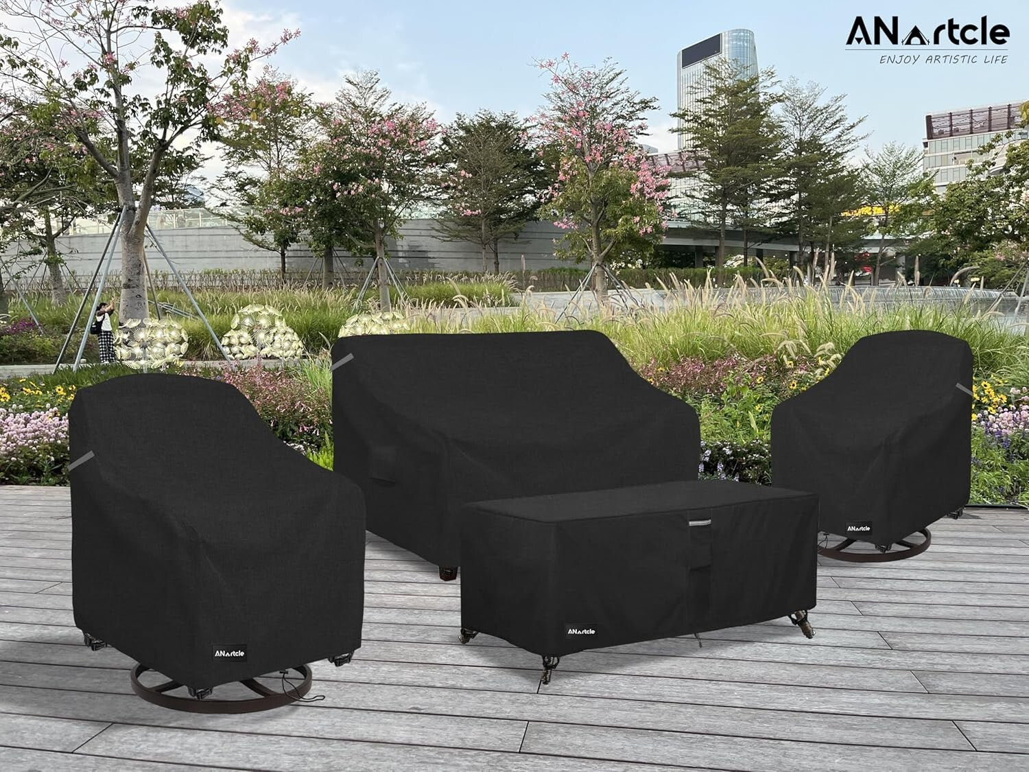 Secure-Fit Waterproof Swivel Patio Chair Covers, 2-Pack with Air Vents & Straps