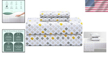 Load image into Gallery viewer, Premium 300 Thread Count Deep Pocket Queen Sheet Set - Breathable Yellow Diamond