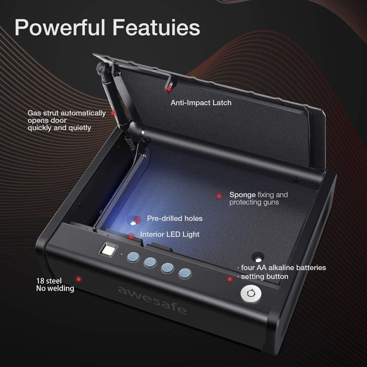 Biometric Fingerprint Gun Safe with Quick Access and Keypad - Secure Storage
