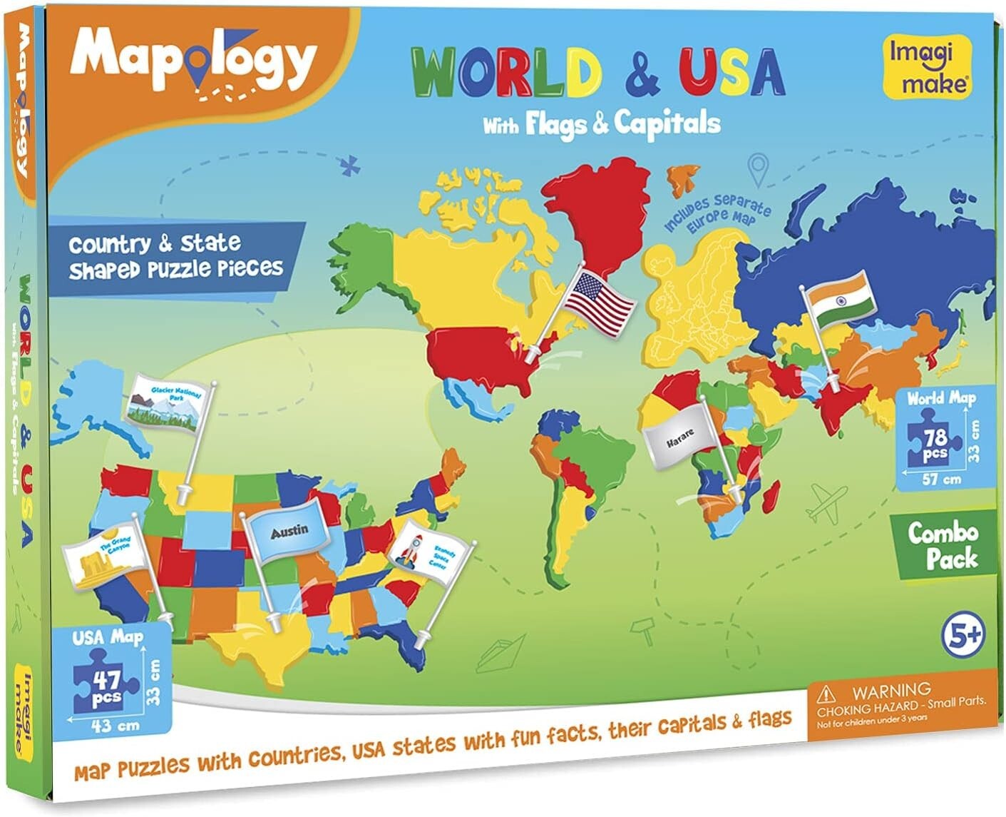 Educational Map Puzzle with Country-Shaped Pieces - Perfect Gift for Ages 5-13