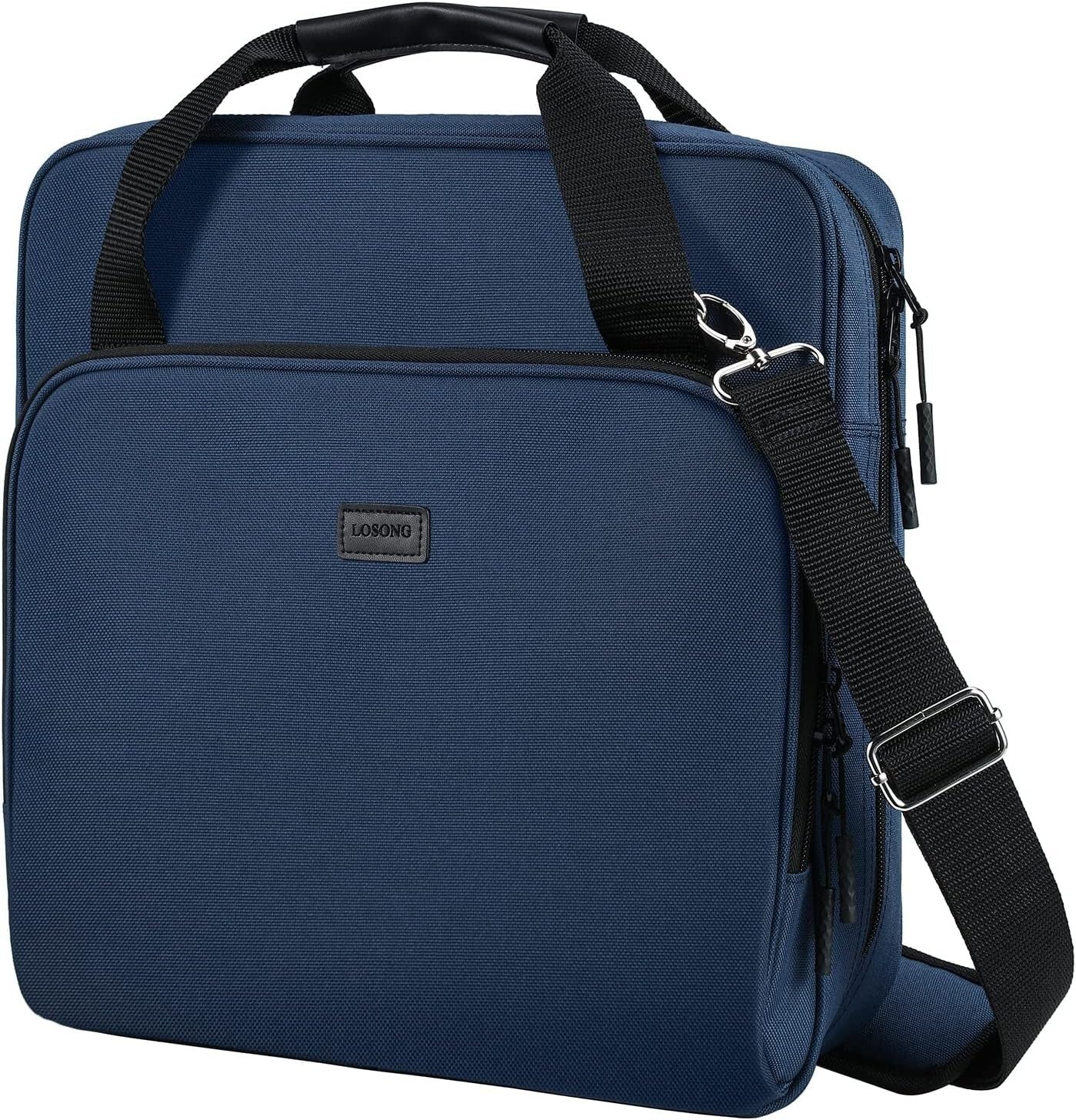Dark Blue 3-Ring Zipper Binder with Multiple Pockets & Comfortable Strap