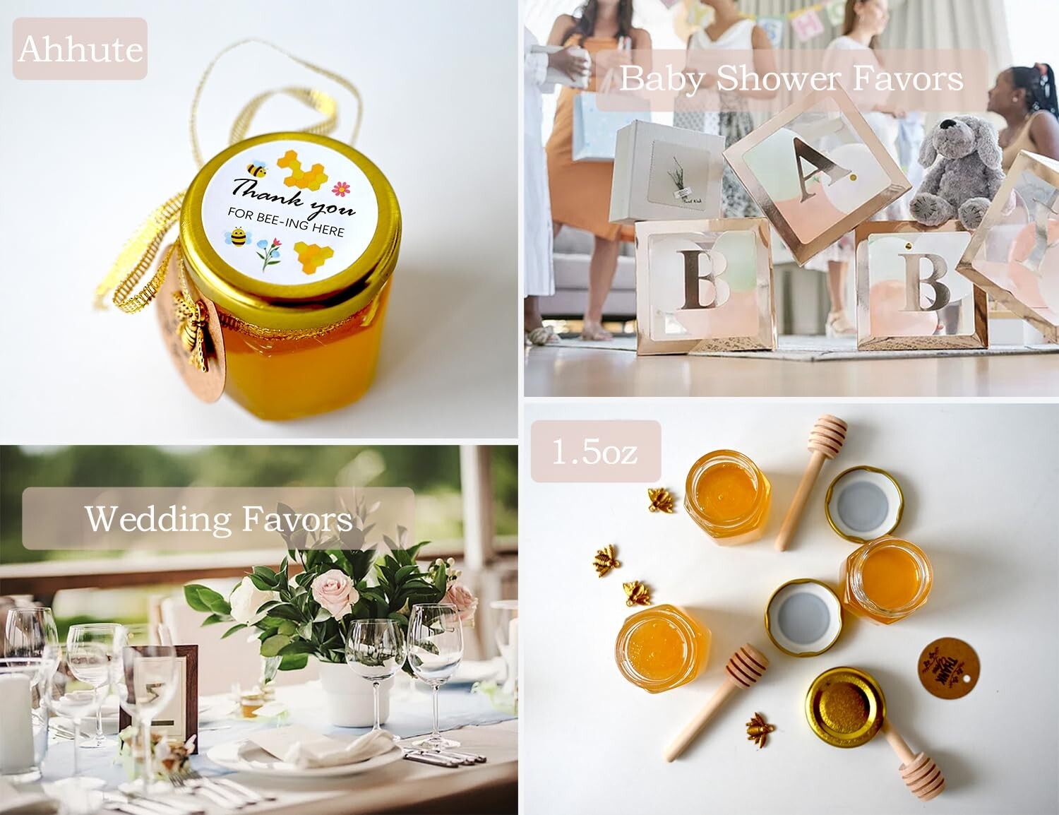 Elegant Mini Honey Jars with Dipper - Perfect Party & Wedding Favors - 60 Pack