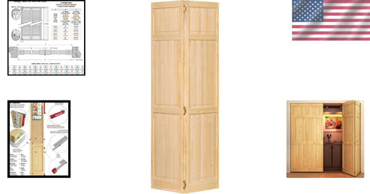 Lightweight Bi-Fold Closet Door, 80x36 - Solid Pine with Classic 6-Panel Design