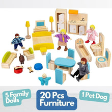 Load image into Gallery viewer, Skylar Wooden Dollhouse: 23.75-Inch with 20 Accessories &amp; 5 Dolls - Fun Playset