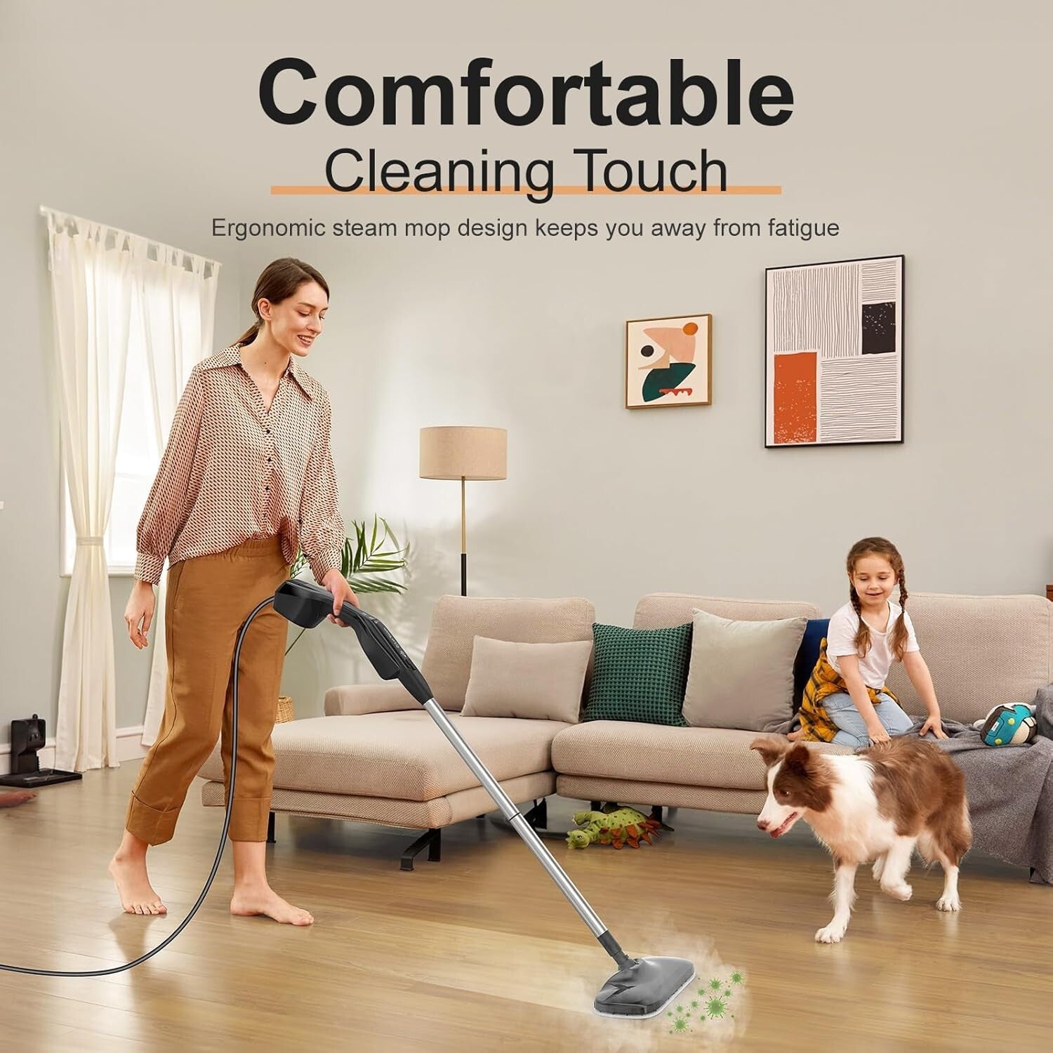 Fastest Heating 260°F Steam Mop with Handheld Cleaner – 17 Accessories Included