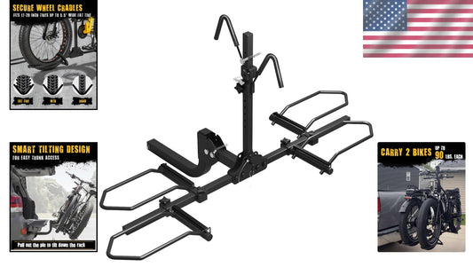 Heavy-Duty 2-Bike Hitch Rack for eBikes, Mountain & Fat Tire Bikes – 180lbs