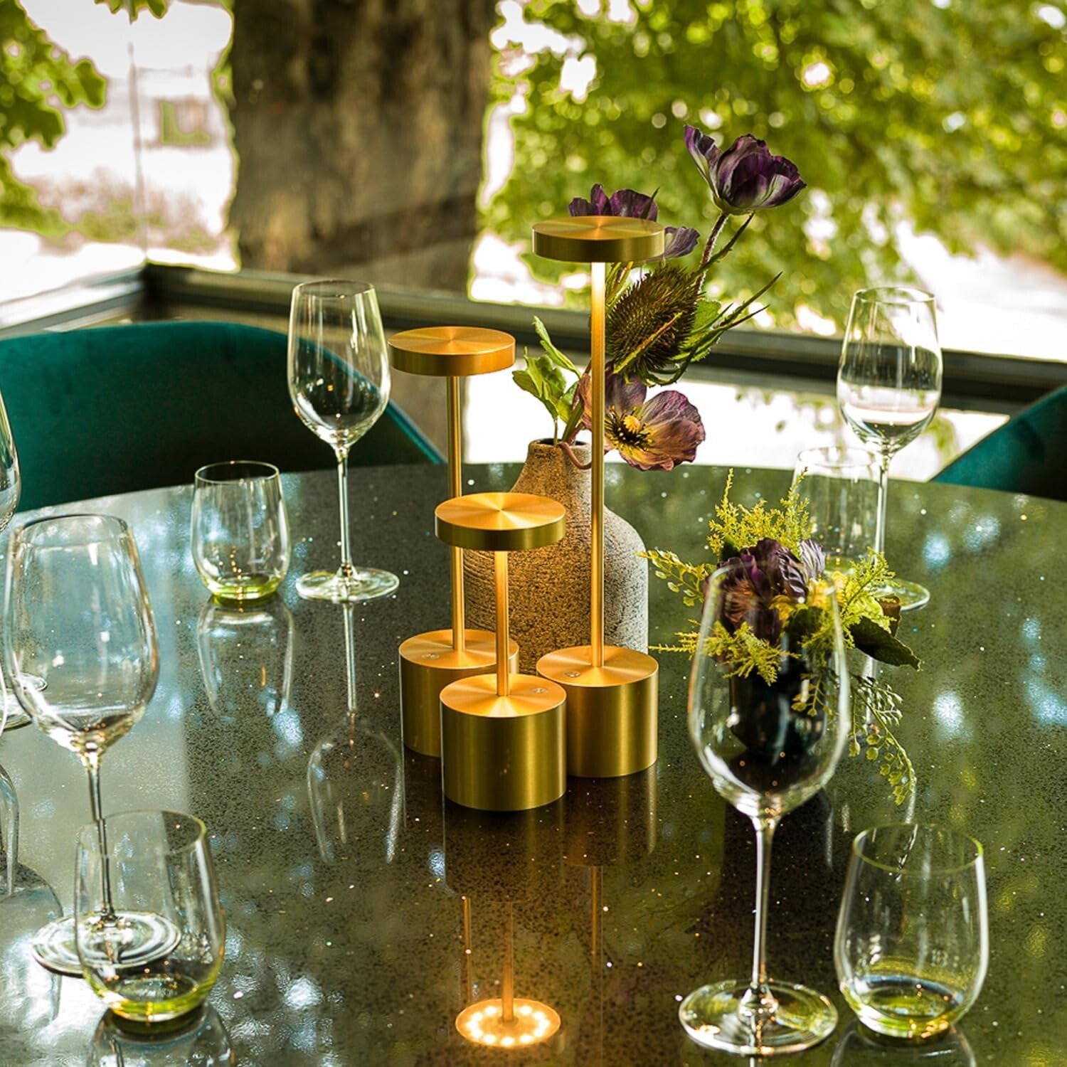 Elegant Gold Dimming LED Table Lamp – 5000mAh Rechargeable & Portable Design