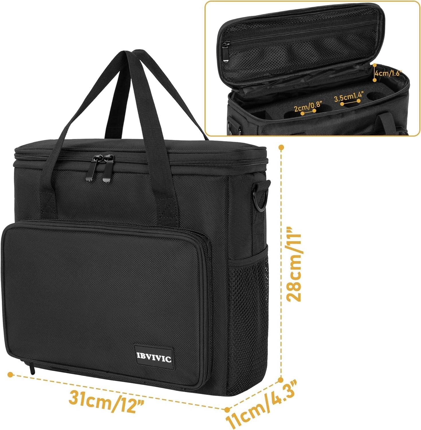 4-Slot Wireless Microphone Case with Foam - Durable Travel Bag with Strap