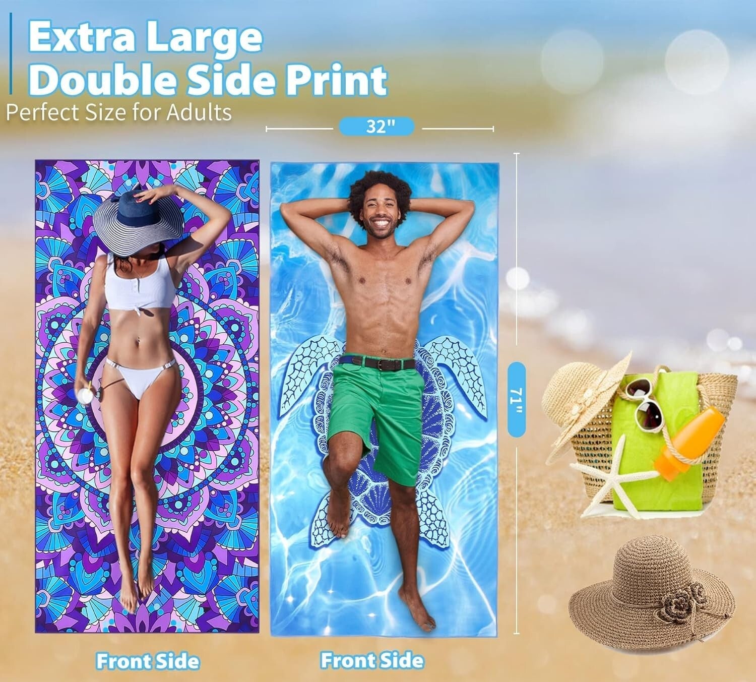 6-Pack Oversized Microfiber Beach Towels - Quick Dry & Sand-Free Essentials