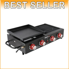 Load image into Gallery viewer, Black 4-Burner Tailgater Grill with Removable Grease Cup - Perfect for Outdoors