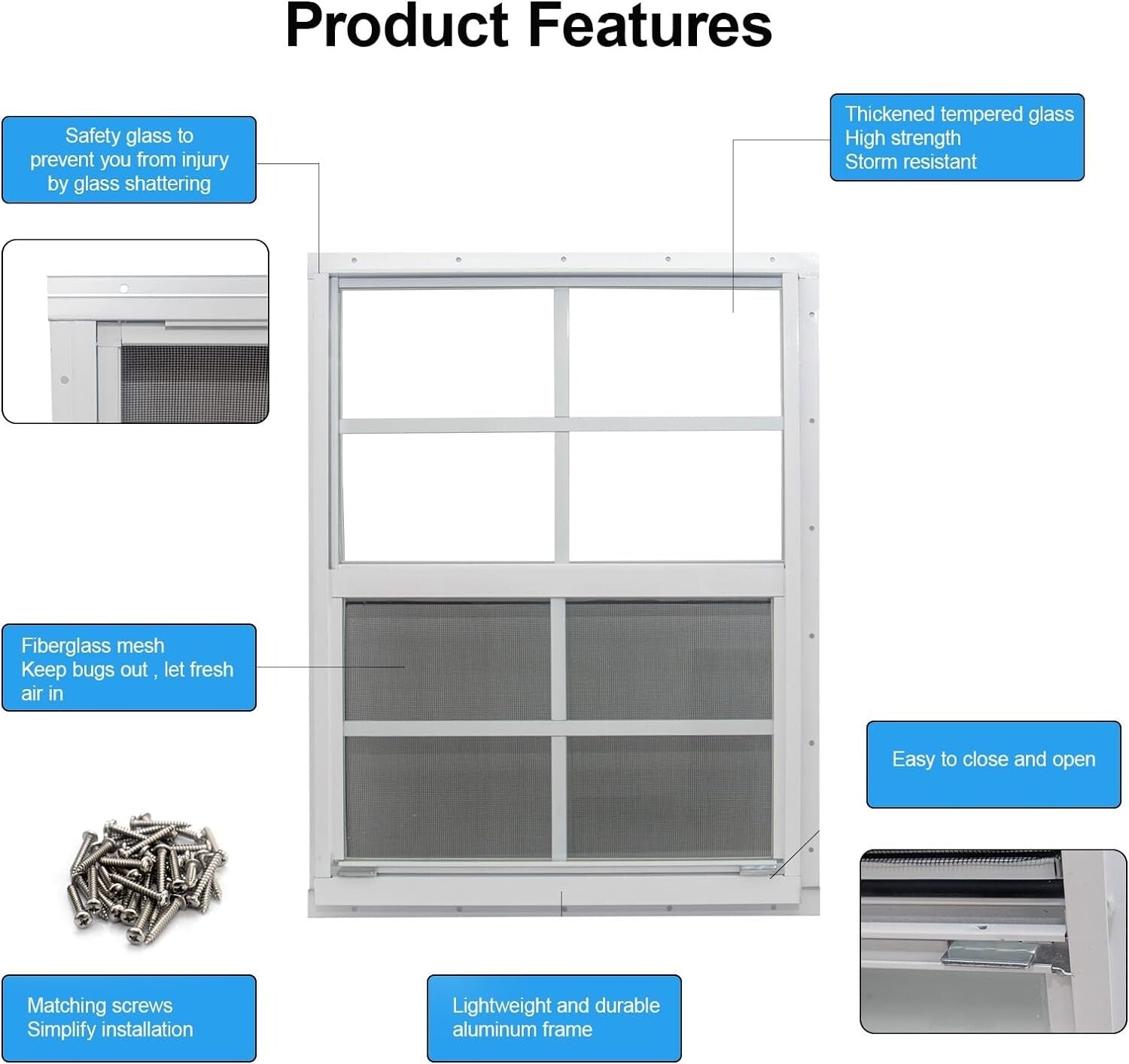Durable Flush Mount Shed Windows - 24" x 27" with Screens for Easy Ventilation