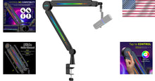 Load image into Gallery viewer, Stainless Steel RGB Adjustable Mic Boom Arm for Professional Streaming Setups