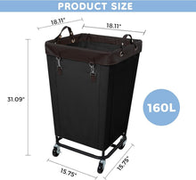 Load image into Gallery viewer, Large Capacity Black Laundry Hamper with Rolling Wheels - Easy Transport