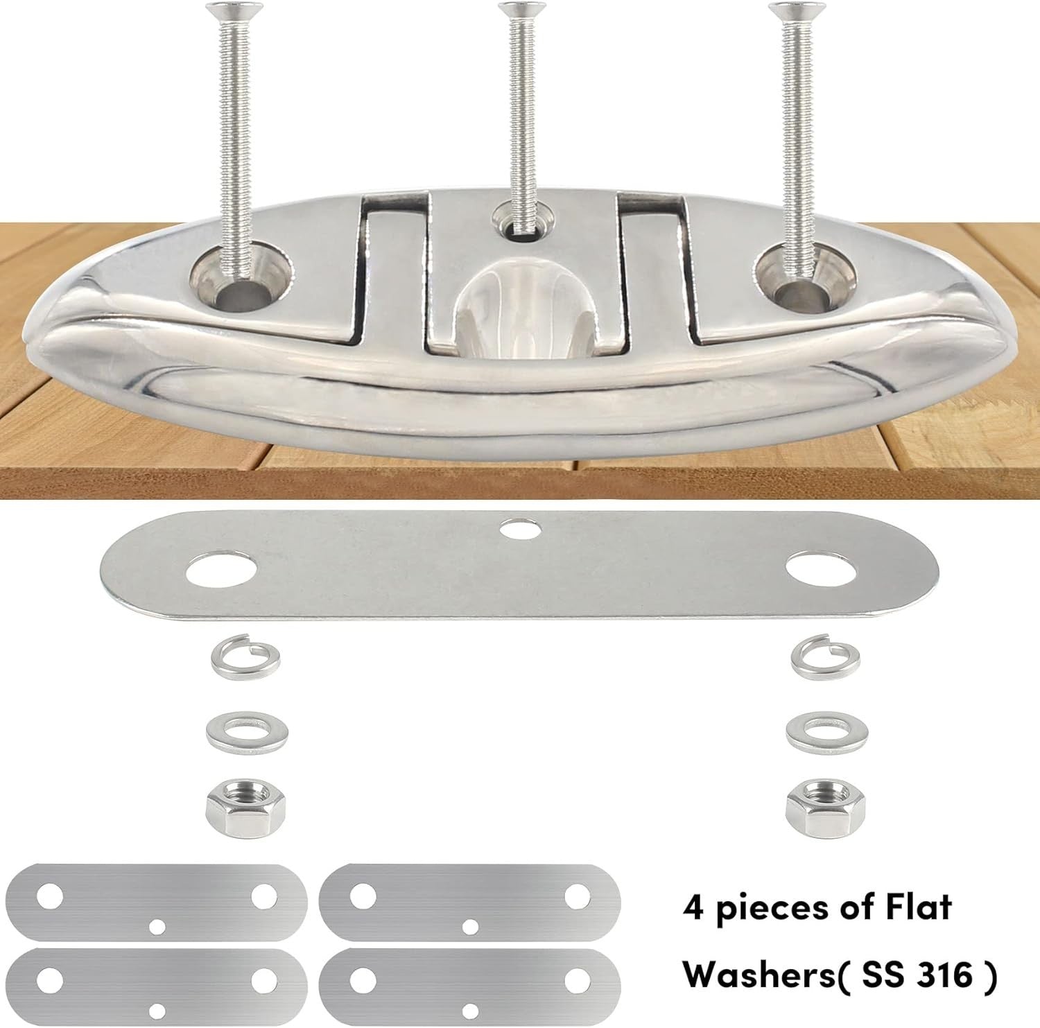 Durable 316 Stainless Steel Boat Cleats - Folding Design, Easy Installation