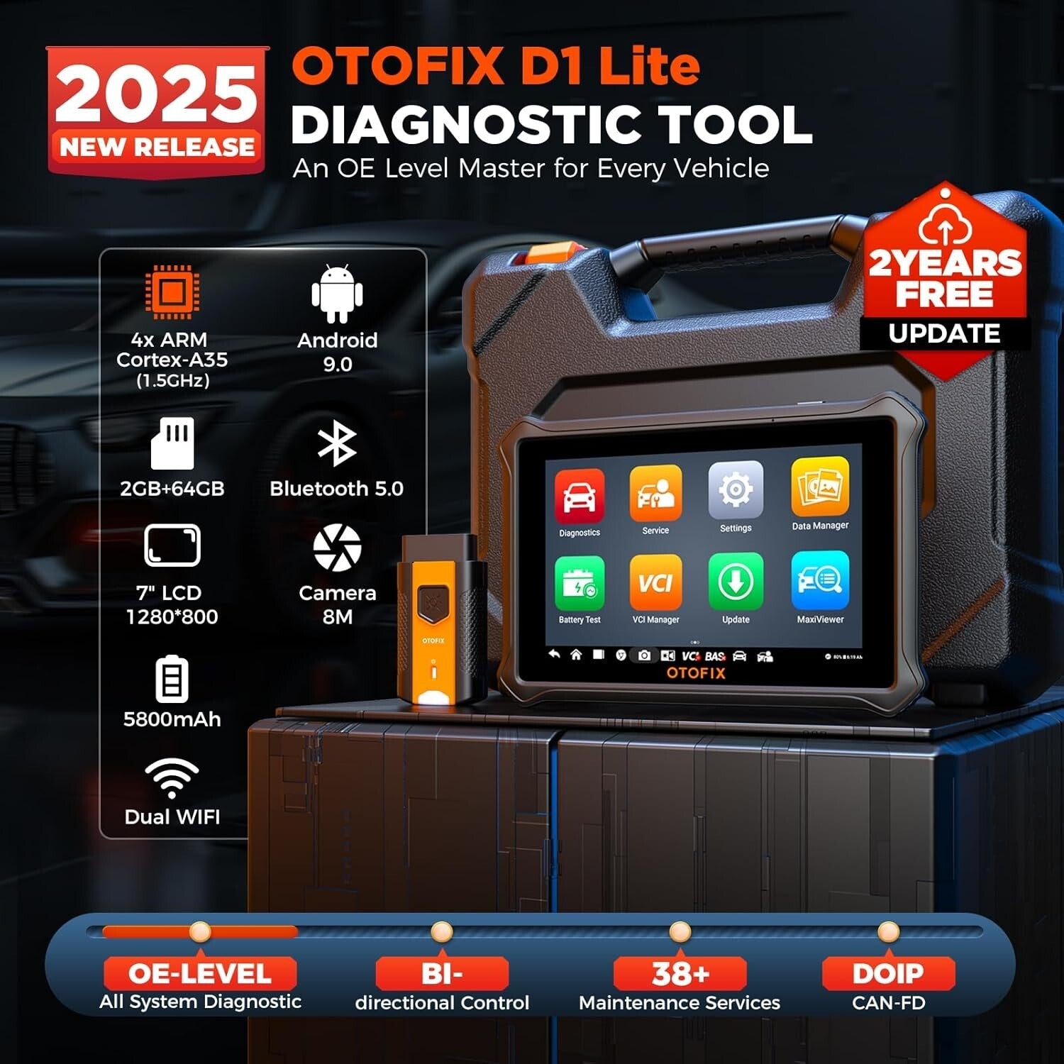 D1 Lite Bidirectional Automotive Diagnostic Scanner - 2025 Coverage & 38+ Resets