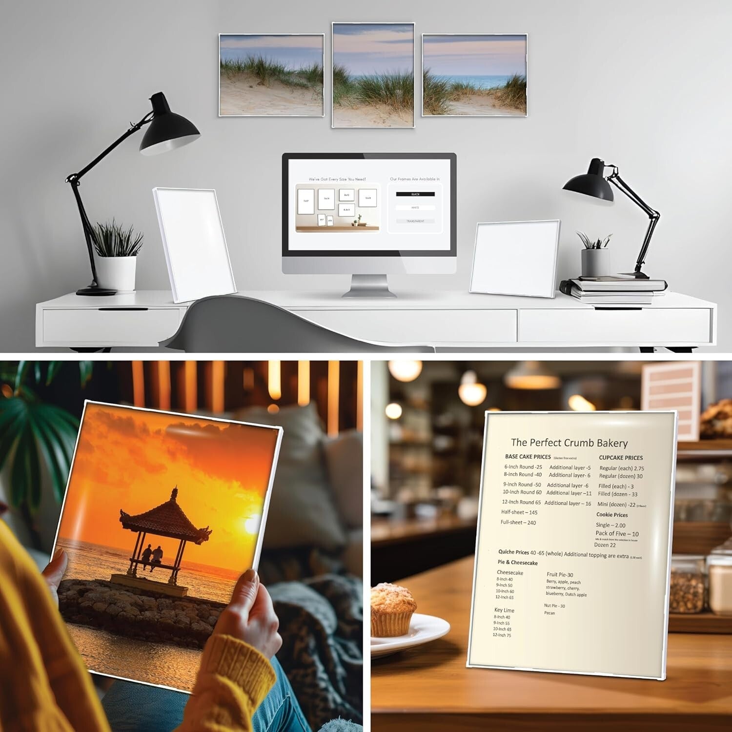 Versatile White 8.5x11 Picture Frame Set - Ideal for Certificates and Artwork