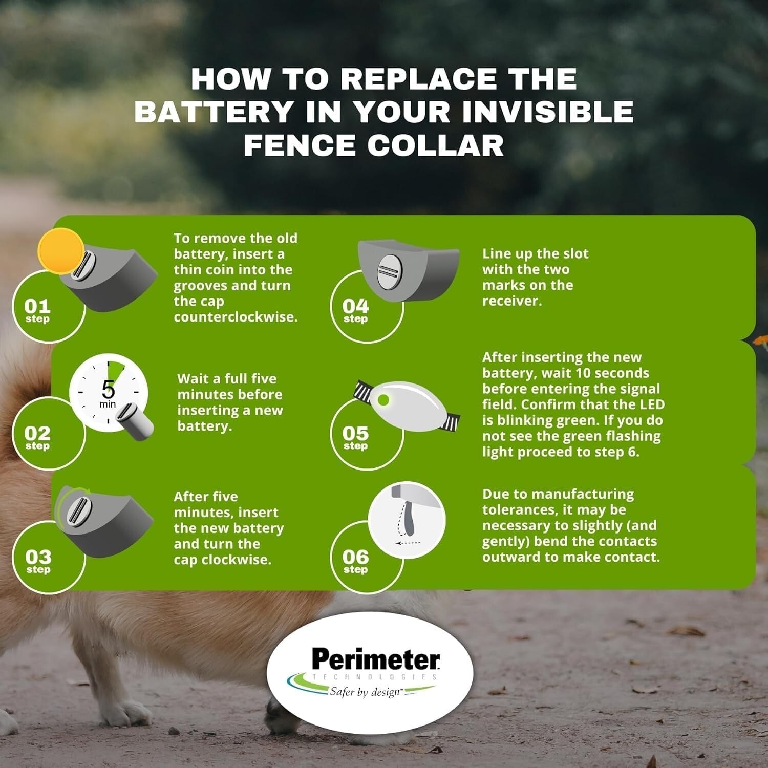 Waterproof Invisible Fence Battery Replacement for Dogs - Includes Pet Towels