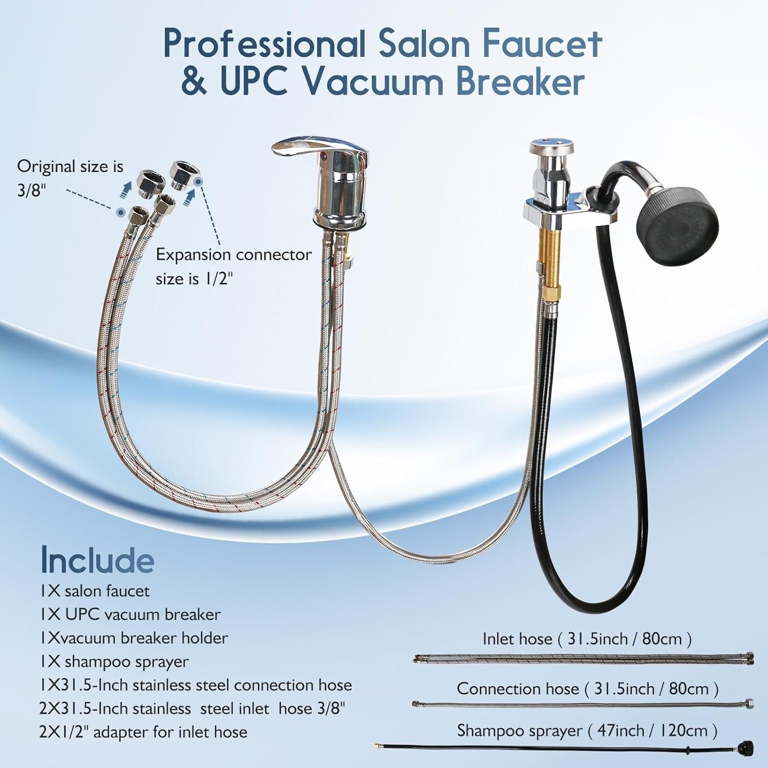 Professional Shampoo Bowl Faucet with Vacuum Breaker Kit – Easy DIY Installation