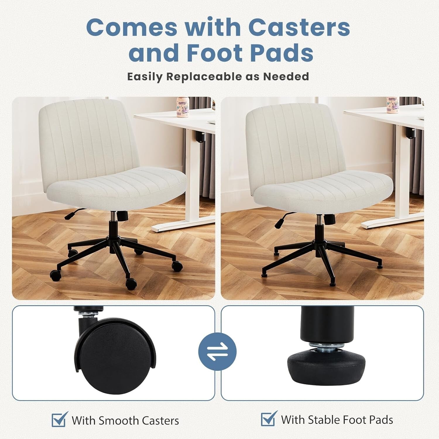 Comfortable Armless Criss Cross Chair with Wheels – Ideal for Study and Office