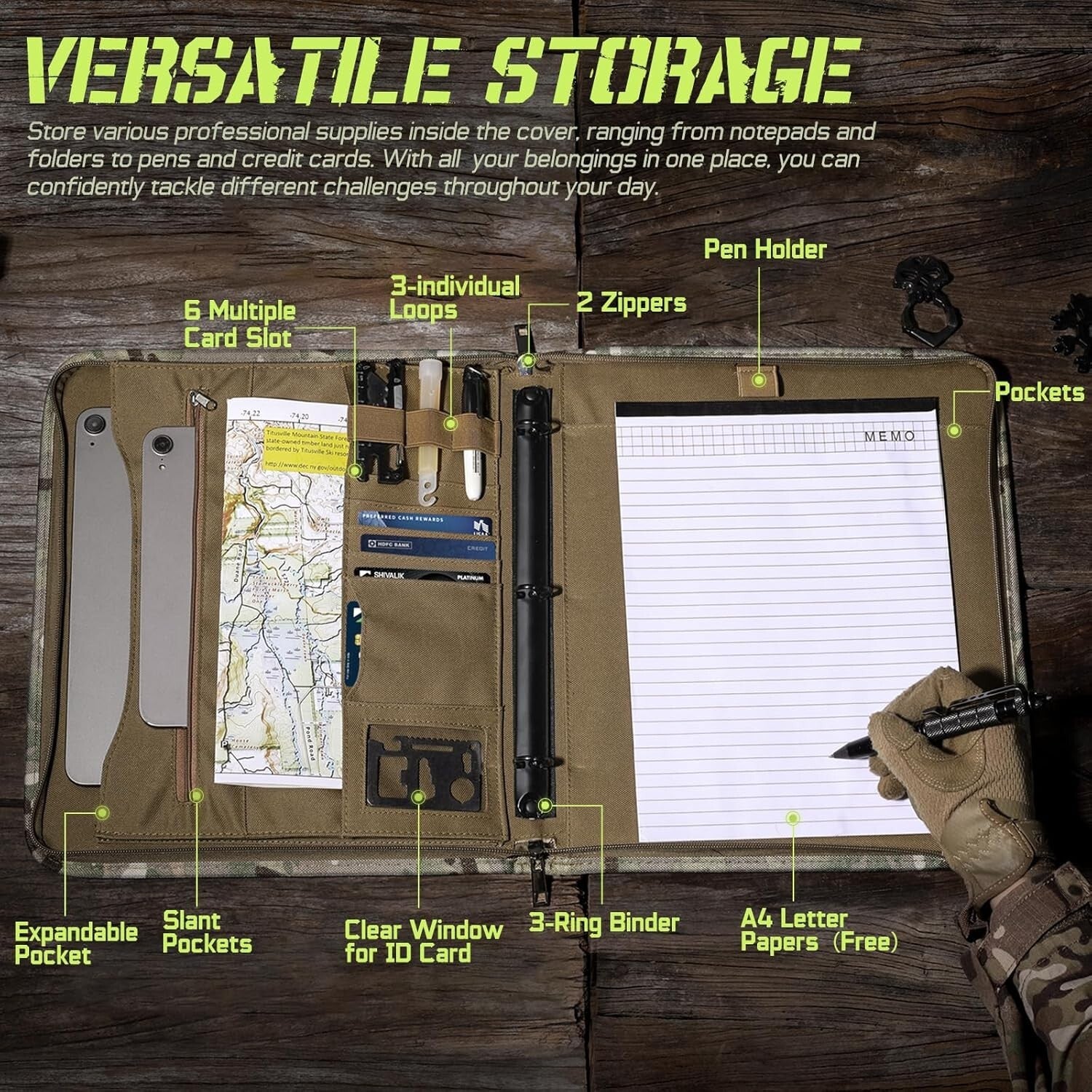Versatile Tactical Notebook with Zipper Closure - Ideal for Outdoor Adventures