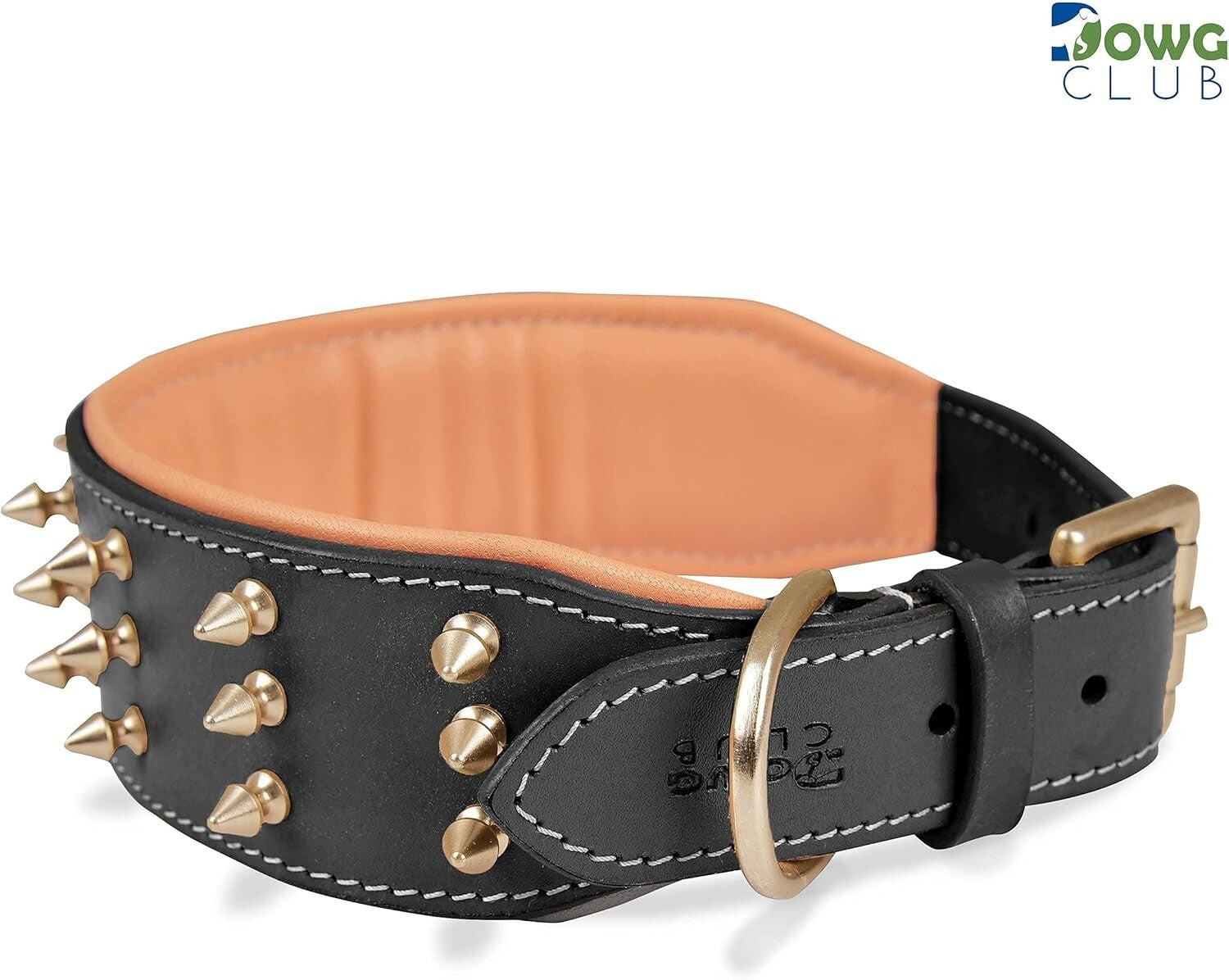 Stylish Spiked Leather Dog Collar for Large Breeds - Comfort and Safety Combined