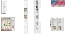 Load image into Gallery viewer, Space-Saving White Storage Cabinet with Two Doors and 6 Shelves for Bathrooms