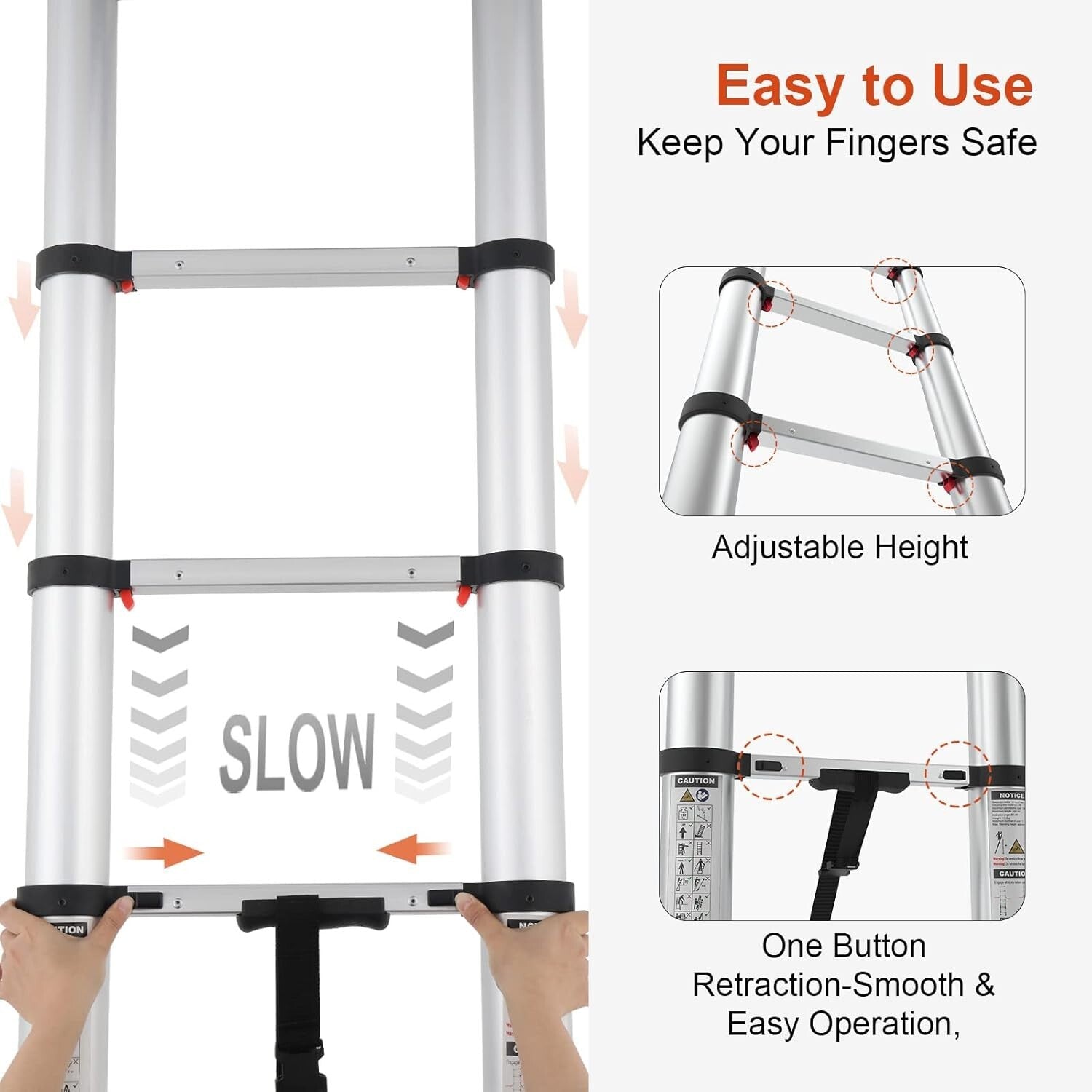 Portable Telescoping Ladder 12.5ft - Lightweight Design for Outdoor and Home Use