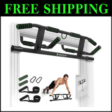 Load image into Gallery viewer, Heavy-Duty Pull Up Bar with Suspension Straps – Fits All Doorways, 440 lbs Max