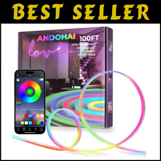 Durable IP67 Neon Rope Lights - 100FT Color-Changing LED with Smart Controls