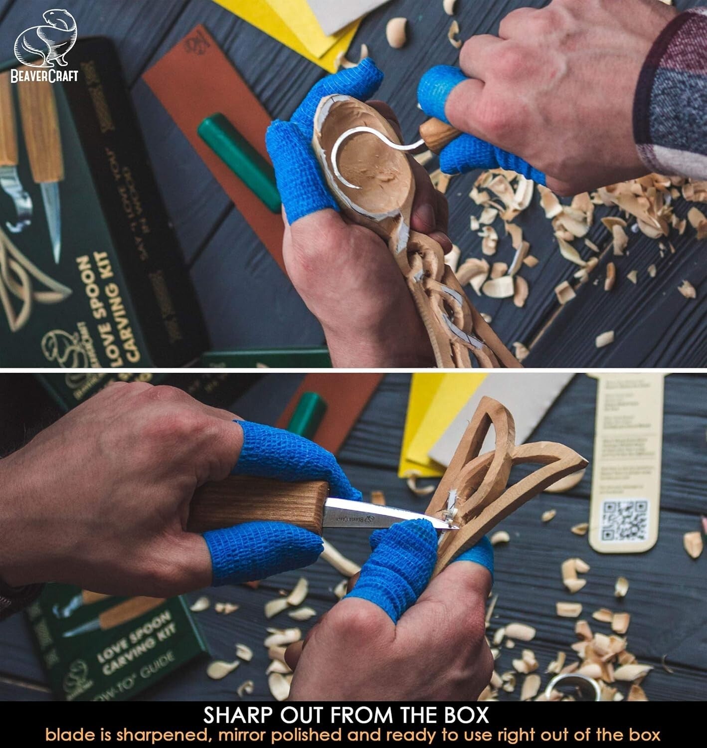 Beginner Wood Spoon Carving Kit - 10-Piece Whittling Set with Tools & Guide