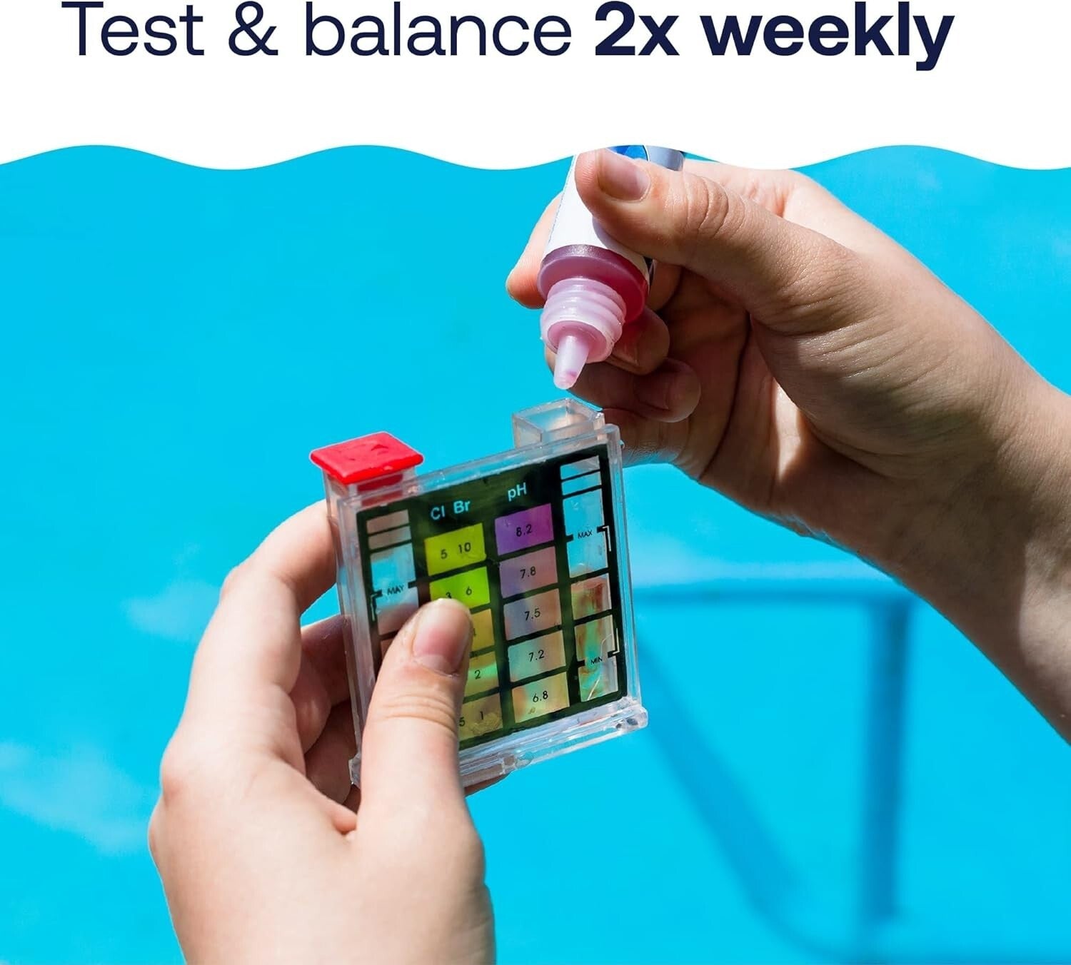 Portable Pool Chemical Tester - 6-Way Test Kit with 100 Test Strips Included