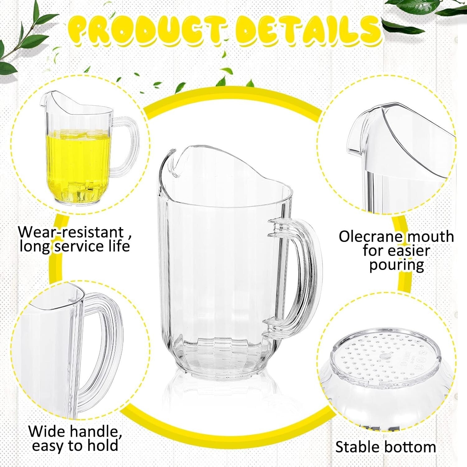 Lightweight Half-Gallon Clear Beverage Jugs - 12 Pack Perfect for Entertaining