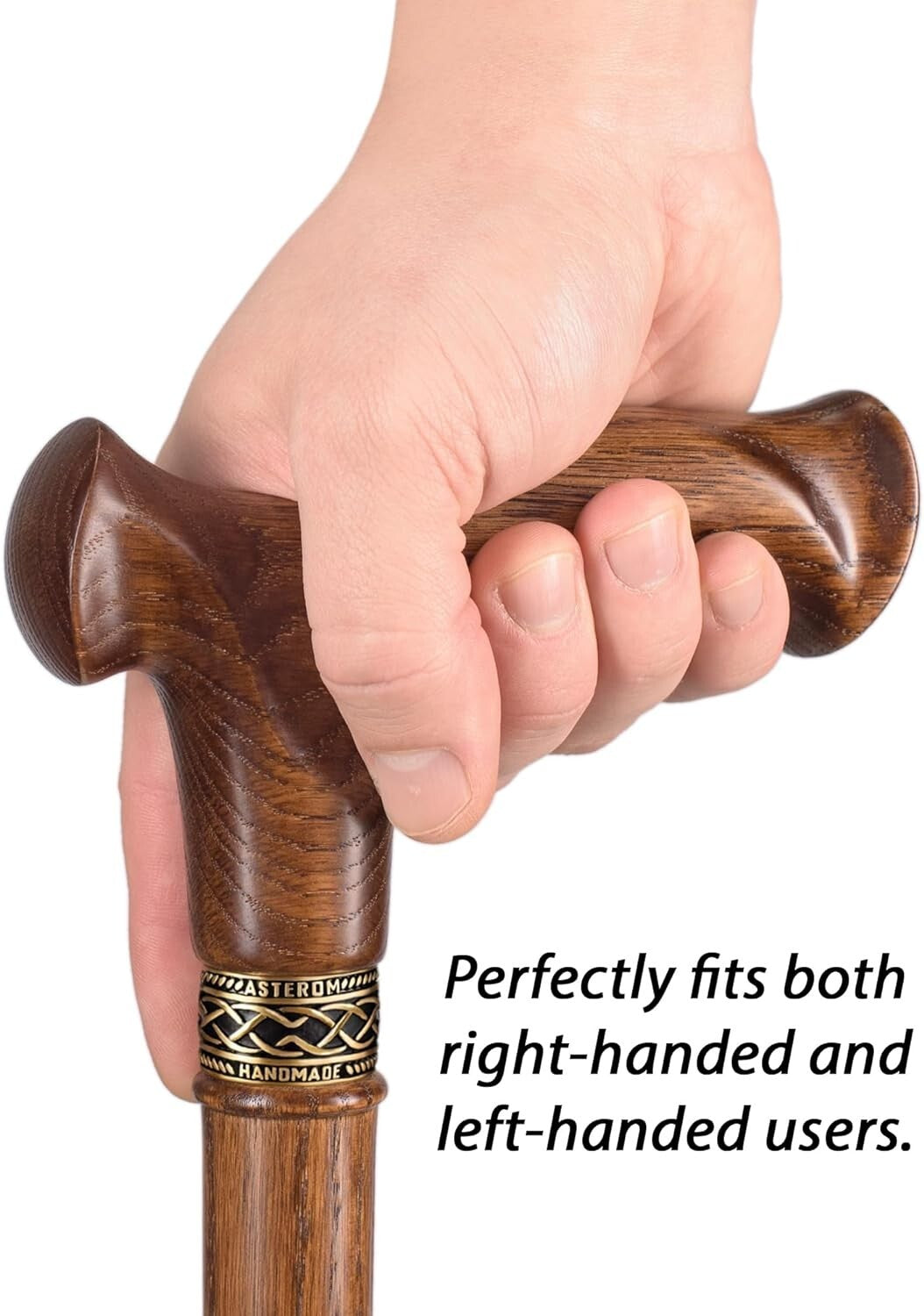 39-Inch Hardwood Oak Cane for Men & Women - Fashionable, Comfortable Walking Aid