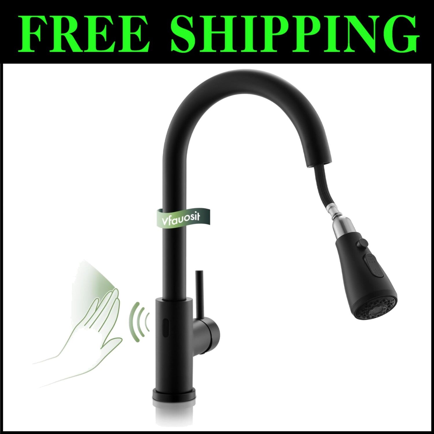 Stainless Steel Touchless Faucet with Smart Motion Sensor - Elegant Matte Black